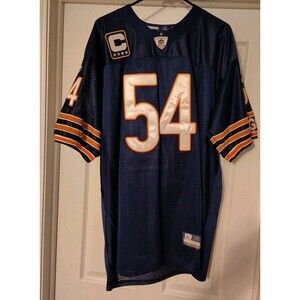 Brian Urlacher Chicago Bears Reebok Authentic Sewn Jersey Captain Patch Size 54